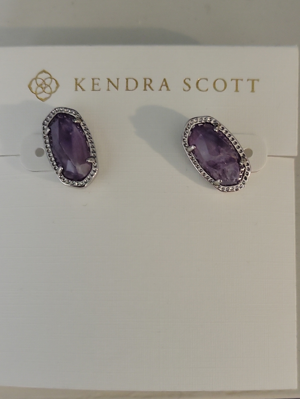 Kendra Scott Purple Amethyst Oval Halo Stud Earrings